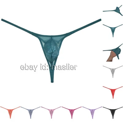 Men's Glass Yarn Bikini Pouch Thong See-through G-String Organdy Underwear - Image 1 of 4