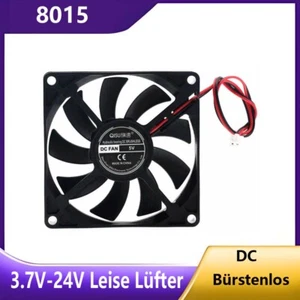 8015 Leise Lüfter DC 3.7V-24V Bürstenlos Für Computer Kühlkörper 2Pin 80x80x15mm - Bild 1 von 6