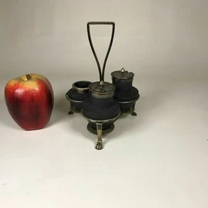 Rare Wedgwood Black Basalt Cruet Set With Silverplate Stand C.1860 - Picture 1 of 10