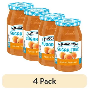 (4 pack) Smucker's Sugar Free Apricot Preserves 80% fewer calories, 12.75 Ounces - Picture 1 of 10