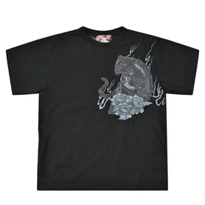 Mens Japanese Mythical Beasts Tiger Dragon Phoenix Embroidery T-Shirt Unisex - Picture 1 of 32