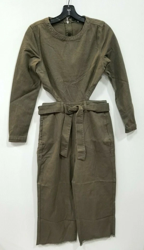 Mono vaquero manga larga con cinturón Missguided caqui talla 4 Foto 1 de 4