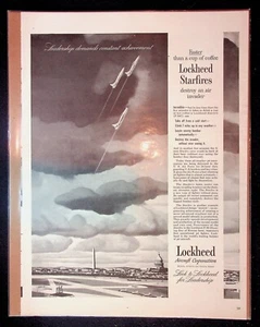 1950s Lockheed Aircraft Corporation Starfires Launching Art Vintage Print Ad - Picture 1 of 1