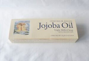 CRABTREE & EVELYN JOJOBA OIL TRIPLE MILLED SOAP WITH AHEA BUTTER. 3 X 100G BARS.