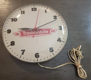 Vintage TRAILMOBILE Truck Trailer Advertisement 12" Wall Clock . Fully Working - Picture 1 of 3
