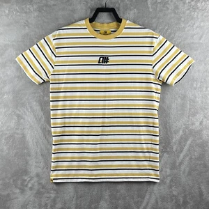 Alphanumeric Striped T-Shirt Yellow Embroidered Logo Size Large - Picture 1 of 8