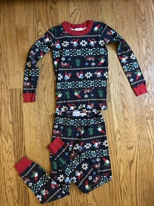 Hanna Anderson Christmas Pajamas Navy W White Snowflakes & Gnomes Sz 6-7 120 - Picture 1 of 6