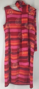 Girl's 10 TALBOTS KIDS Dress Sleeveless RED ORANGE PINK A-line Shift Silky Scarf - Picture 1 of 5