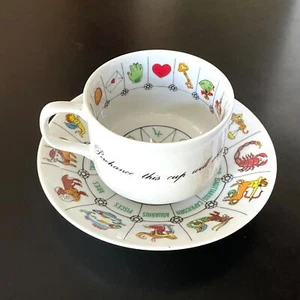 Shamrock Heart Horoscope Tea Reading Fortune Teller Porcelain Tea Cup & Saucer - Picture 1 of 6