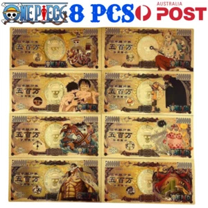 8Pcs One Piece Commemorative Banknotes Monkey D Luffy Banknote Anime Collectible - Picture 1 of 12