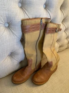 TIMBERLAND EARTHKEEPERS CABOT BOOTS 24659 - LEATHER/FABRIC - TAN BROWN Size 8 - Picture 1 of 7