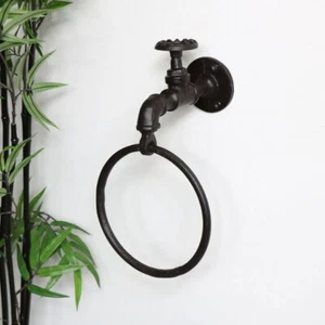 Rustic Industrial Tap Bathroom Towel Holder - Picture 1 of 2