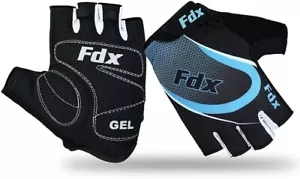 FDX Cycling Gloves Half Finger Gel Foam Padded Bike Fingerless Lightweight Mitts - Picture 1 of 7