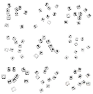 6mm Cubo Blanco Acrílico Cuentas 50/100pcs Simple Número Corazón #; Variado - Imagen 1 de 17