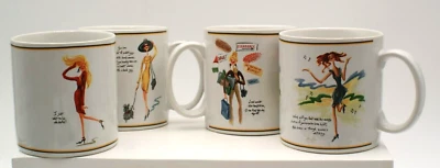 Juego de 4 tazas/tazas de café de gres Glamour para niñas Sakura divertido dicho caprichoso    Foto 1 de 4