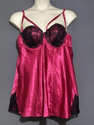 Cacique Babydoll Chemise Size 18/20 Pink Satin  Deadstock “Pin Hole See Pics” - Image 1 of 4