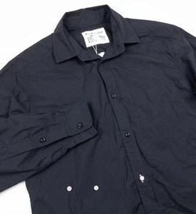 WEAR CISSA Camisa Corta Para Mujer Pequeña Negra Rayas Algodón Abotonada Hecha en Los Ángeles - Imagen 1 de 16