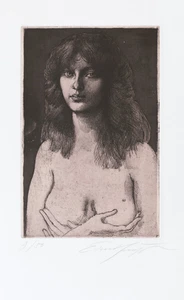 Ernst Fuchs, Mädchen aus Diwan XVI, 1974, Radierung, handsigniert - Bild 1 von 3