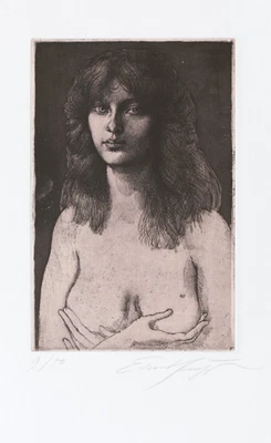 Ernst Fuchs, Mädchen aus Diwan XVI, 1974, Radierung, handsigniert - Bild 1 von 3