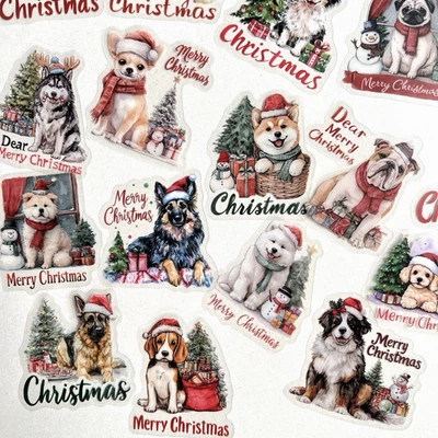 Tarjetas de álbum de recortes collage diario basura pegatinas perro feliz Navidad Foto 1 de 4