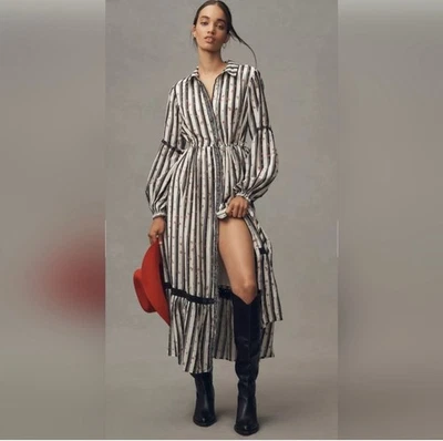 Anthropologie Midi Shirt Dress Printed Button down Cotton Boho Preppy Large NWT - Image 1 of 4