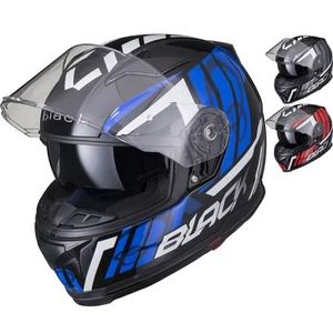 Black Apex Triple Full Face Motorcycle Helmet With Inner Sun Visor - Picture 1 of 36