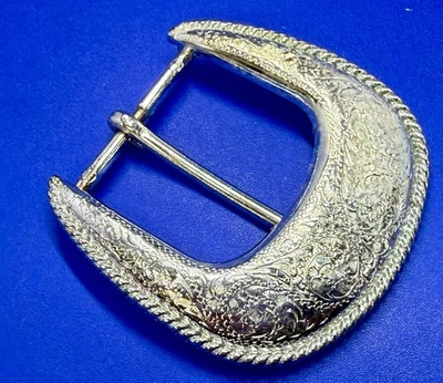 Hebilla de cinturón de repuesto única estilo Ranger tono plateado grabada NOS Foto 1 de 4