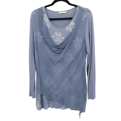 Soft Surroundings Silk Mesh Top Women M Blue Boho Hippie Grannycore Casual Fairy - Image 1 of 4