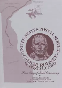 #UX70 9c Patriot Caesar Rodney Postal Card First Day Ceremony Program - Picture 1 of 2
