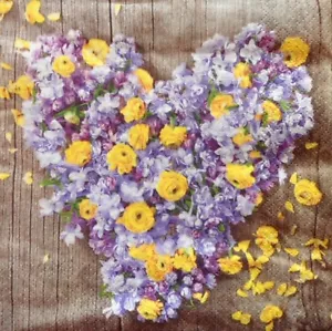 4 x Single Paper Napkins Romantic Lilac Roses Heart for Decoupage Crafting 28 - Picture 1 of 2
