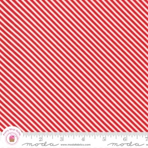Moda ZINNIA 24135 19 Ruby Red Stripe April ROSENTHAL Quilt Fabric Retro - Picture 1 of 6