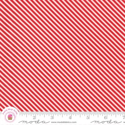 Moda ZINNIA 24135 19 Ruby Red Stripe April ROSENTHAL Quilt Fabric Retro - Image 1 of 4