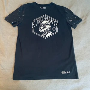Under Armour X Star Wars Shirt Youth XL Storm Trooper Loose Heatgear Shirt Black - Picture 1 of 19