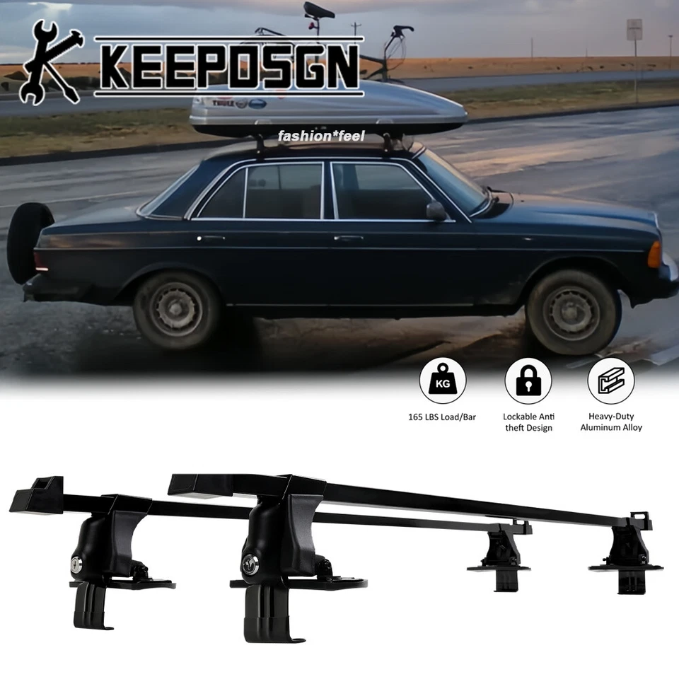 Roof Rack Cross Bars Cargo Carriers Luggage w/ Lock for Mercedes Benz W123 Coupe - Image 1 of 4