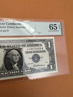 Fancy Serial Number $1 1957 J 1927 8686 A 65 EPQ Gem Uncirculated - Image 1 of 3