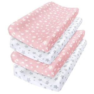 Changing Pad Cover Comfy Unisex Diaper Change Table Sheets Breathable 4 Pack - Picture 1 of 6