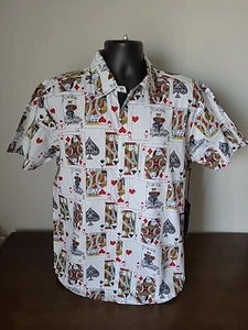 CR-24 Bordo Cromato Short Sleeve Shirt, Playing Cards Pattern, Size M - Picture 1 of 6