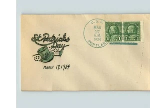 Early Hand Painted, St. PATRICK's DAY in 1934, canc. Navy Ship USS PORTLAND - Picture 1 of 1
