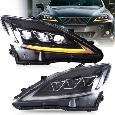 VLAND Clear LED Head Lights For 2006-12 Lexus IS 250 IS 350 IS F Sequential Turn - Image 1 of 4