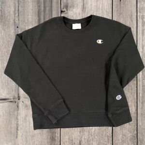 Champion Reverse Weave Sweatshirt Small Womens Black Embroidered C Logo