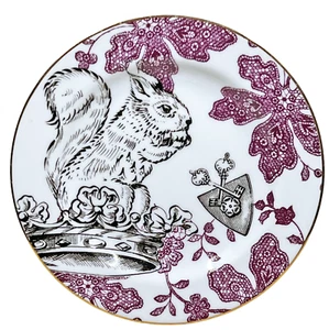 Seltener Anthropologie Salatteller Bestien Eichhörnchen & lila Spitze Schild & Krone 8 Zoll - Bild 1 von 4