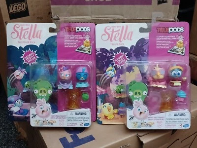 NOVO Angry Birds Telepods Pacote Festa do Pijama e Guloseimas Conjunto Stella Willow Luca Poppy - Imagem 1 de 4