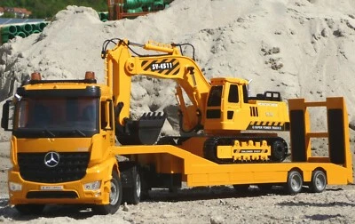 2-STÜCK RC TIEFLADER LKW Mercedes + KETTEN-BAGGER "Ferngesteuert"   405107-3 - Bild 1 von 4
