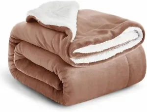Fluffy Sherpa Fleece Blanket Thick Mink Warm Sofa Bed Throw Double King Sizes UK - Picture 1 of 12