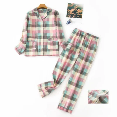 Conjunto de pijamas femininos de lã manga longa roupa de dormir algodão flanela roupa para casa Pj - Imagem 1 de 4