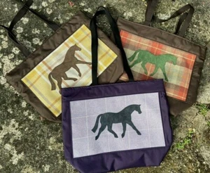 Zip Up Show Horse Design. Shopping Bag Shoulder Tote. Horsey Gift. Fully Lined - Picture 1 of 6