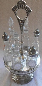 Cruet Six Bottle Silver Plate Set - Picture 1 of 4
