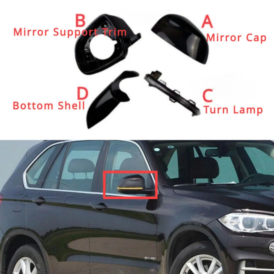 Juego de marco de lente de lámpara giratoria de cubierta de espejo lateral para BMW X5 F15 X6 F16 2014-2019 Foto 1 de 1