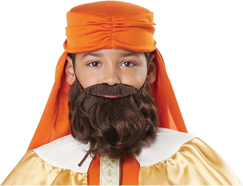 Wise Man Beard Moustache Fancy Dress Halloween Child Costume Accessory 2 COLORS - Image 1 of 1