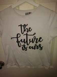 Girls 'The Future is ours' embroidered white t-shirt UK size 12-13 years - Picture 1 of 2